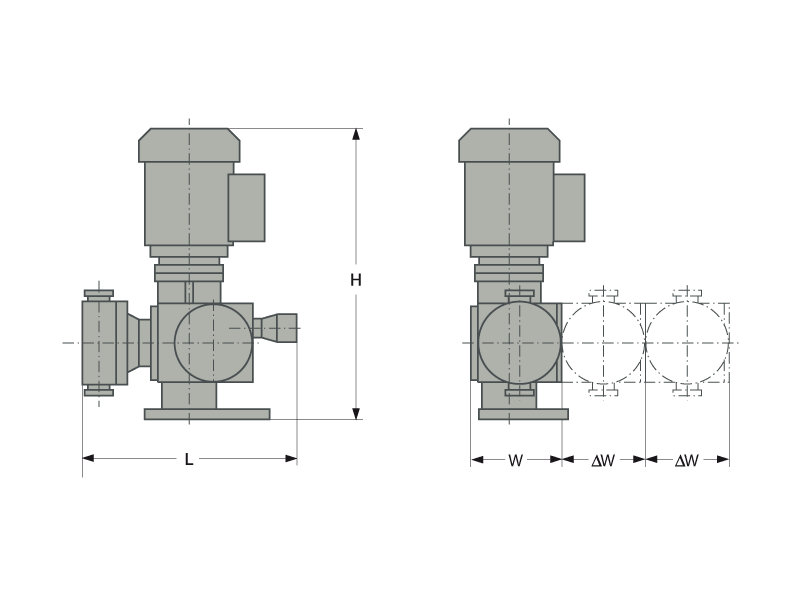 LEWA ecodos diaphragm metering pump dimensions 